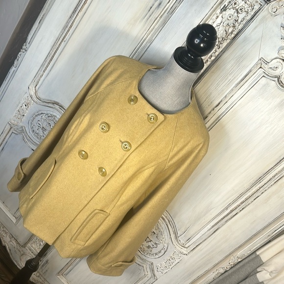 Mossimo Wool Blend Collarless Double Breasted Dusty Mustard Jacket Size XXL - Picture 3 of 15